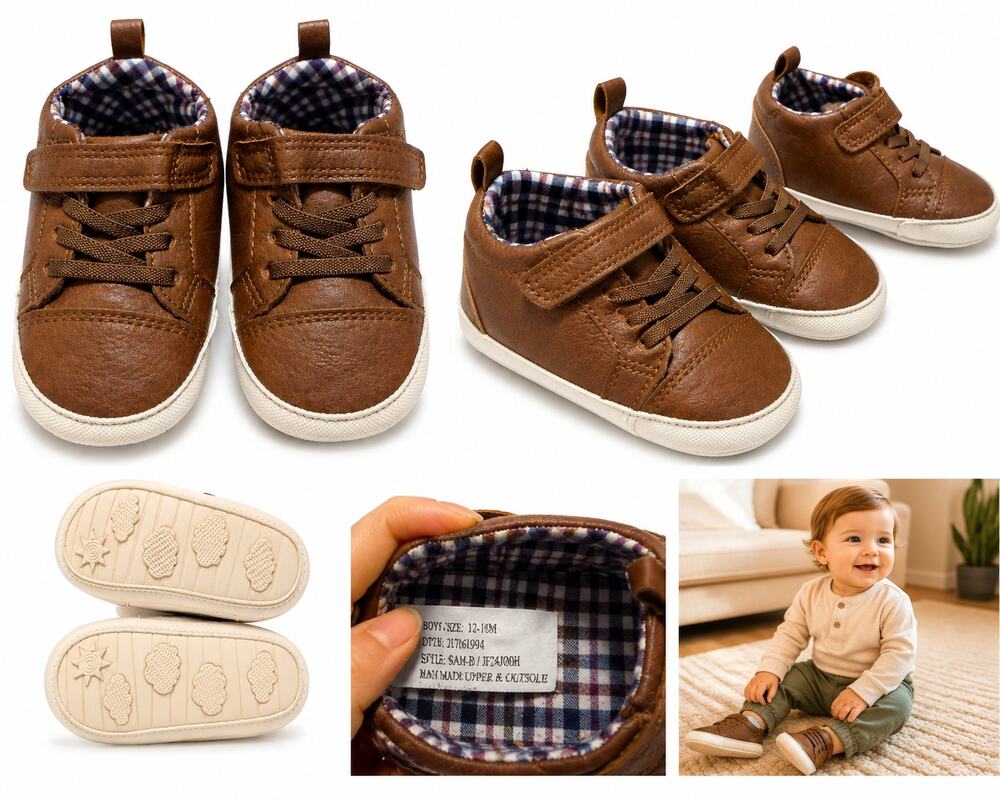 Carter's Baby Boys Brown Casual Sneakers – Size 12–18 Months